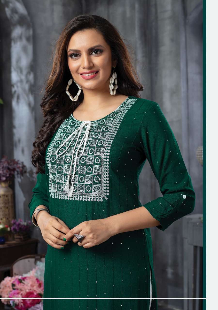 WANNA PRESENT RESHHAM DAILY WEAR DESIGNER KURTI WITH PANT IN WHOLESALE PRICE IN SURAT - SAI DRESSES