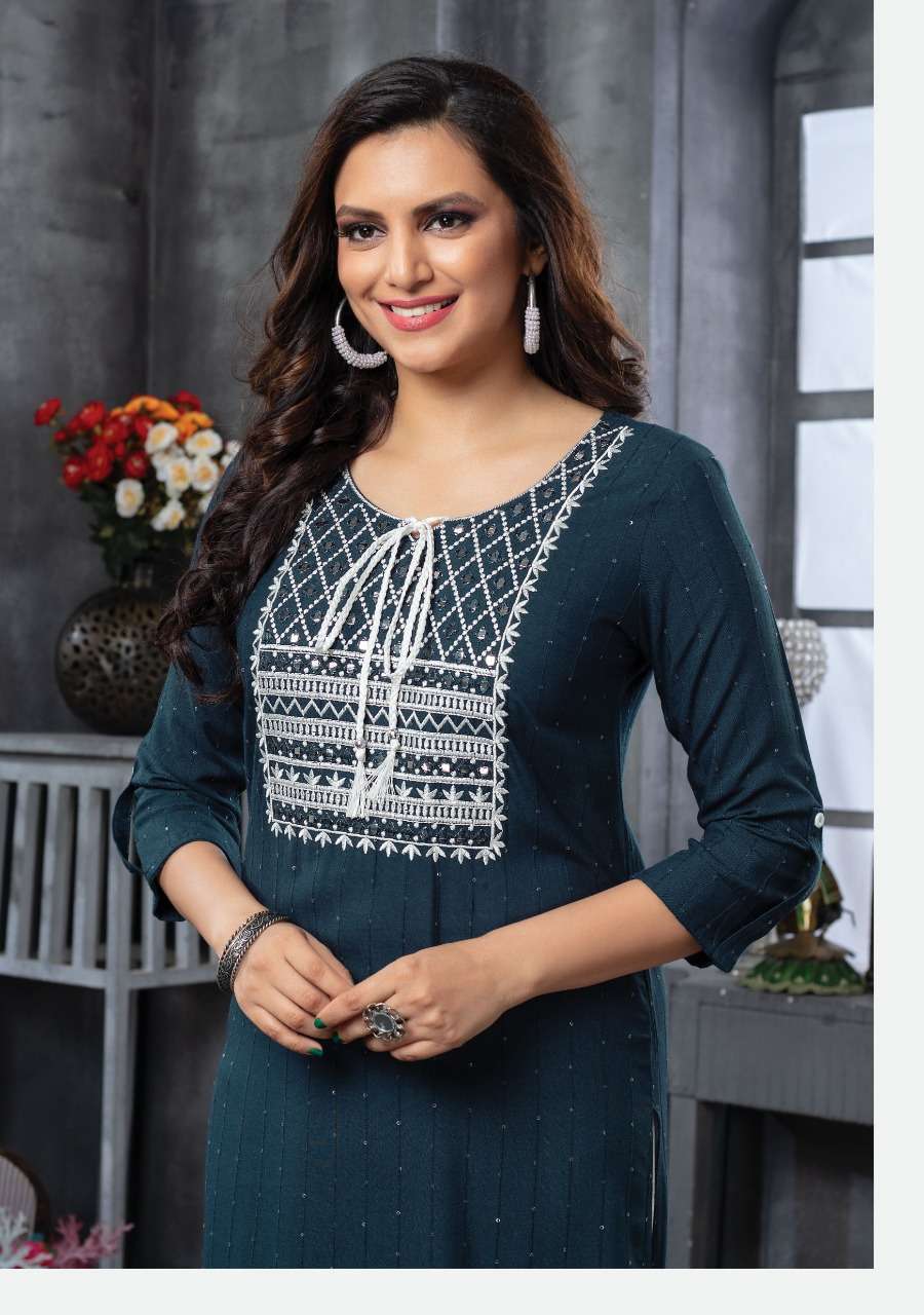 WANNA PRESENT RESHHAM DAILY WEAR DESIGNER KURTI WITH PANT IN WHOLESALE PRICE IN SURAT - SAI DRESSES