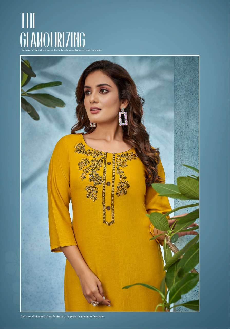 WANNA PRESENT TULIP VOL 4 READYMADE RAYON DESIGNER KURTI WITH PANT IN WHOLESALE RATE IN SURAT - SAI DRESSES