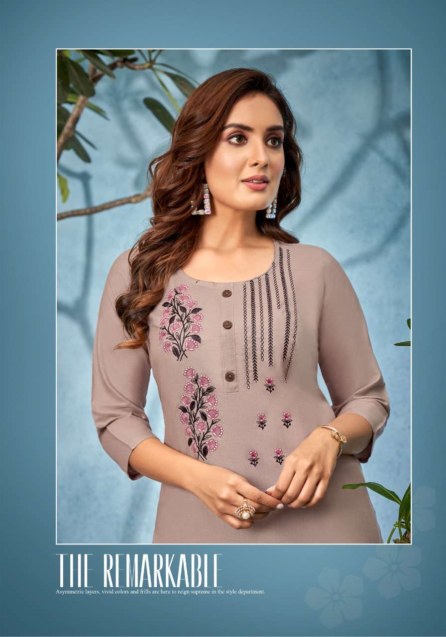 WANNA PRESENT TULIP VOL 4 READYMADE RAYON DESIGNER KURTI WITH PANT IN WHOLESALE RATE IN SURAT - SAI DRESSES