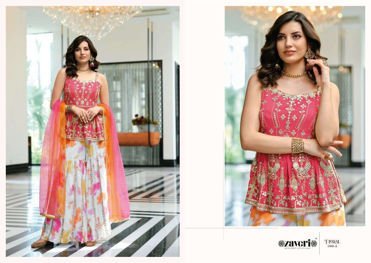 ZAVERI PRESENT FLORAL COLOR EDITION READYMADE DESIGNER SUITS IN WHOLESALE PRICE IN SURAT - SAI DRESSES