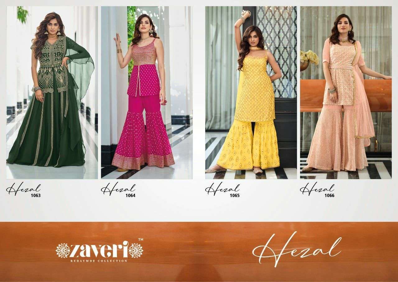 ZAVERI PRESENT HEZAL READY TO FESTIVE WEAR DESIGNER SUITS IN WHOLESALE RATE IN SURAT - SAI DRESSES