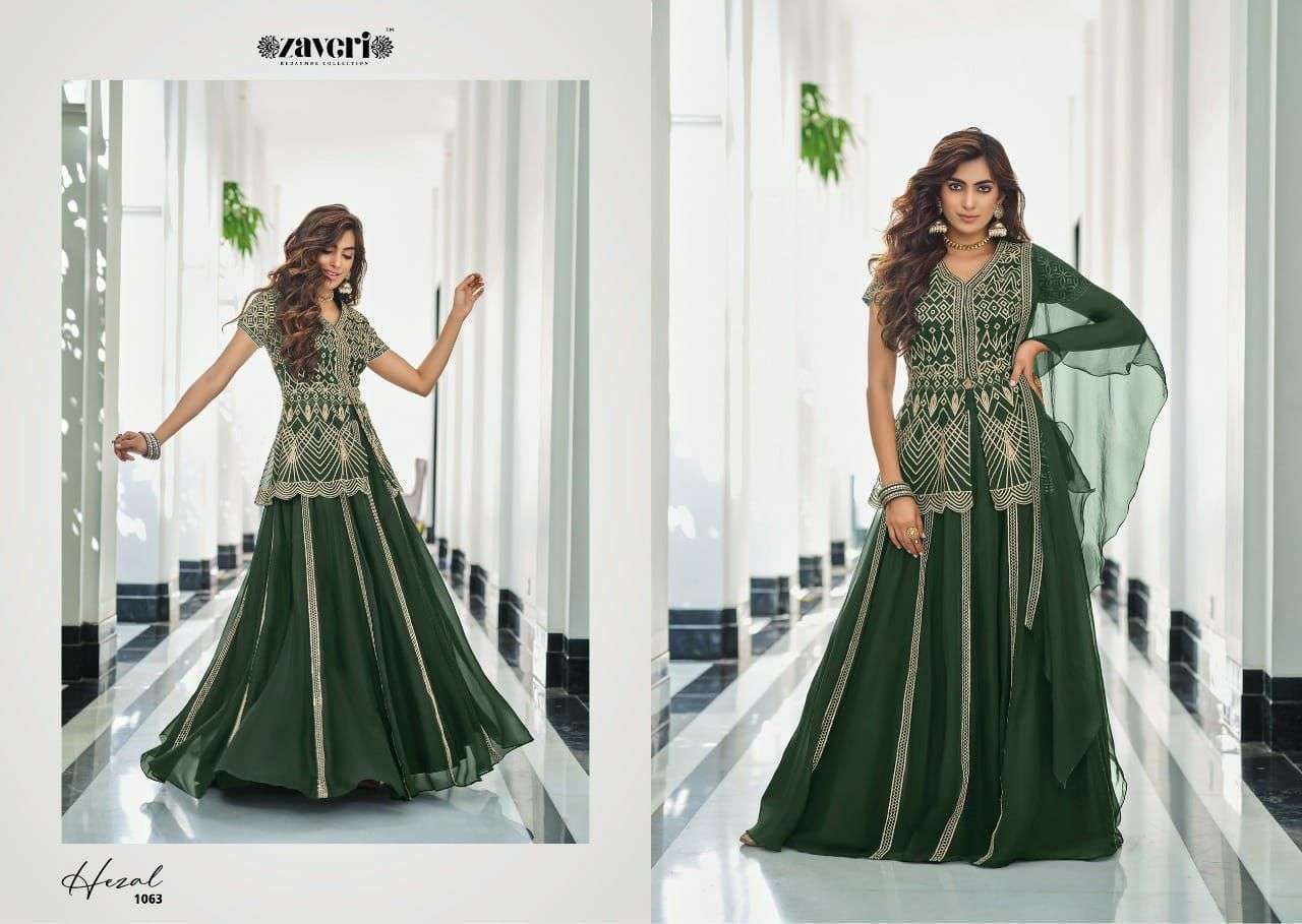 ZAVERI PRESENT HEZAL READY TO FESTIVE WEAR DESIGNER SUITS IN WHOLESALE RATE IN SURAT - SAI DRESSES