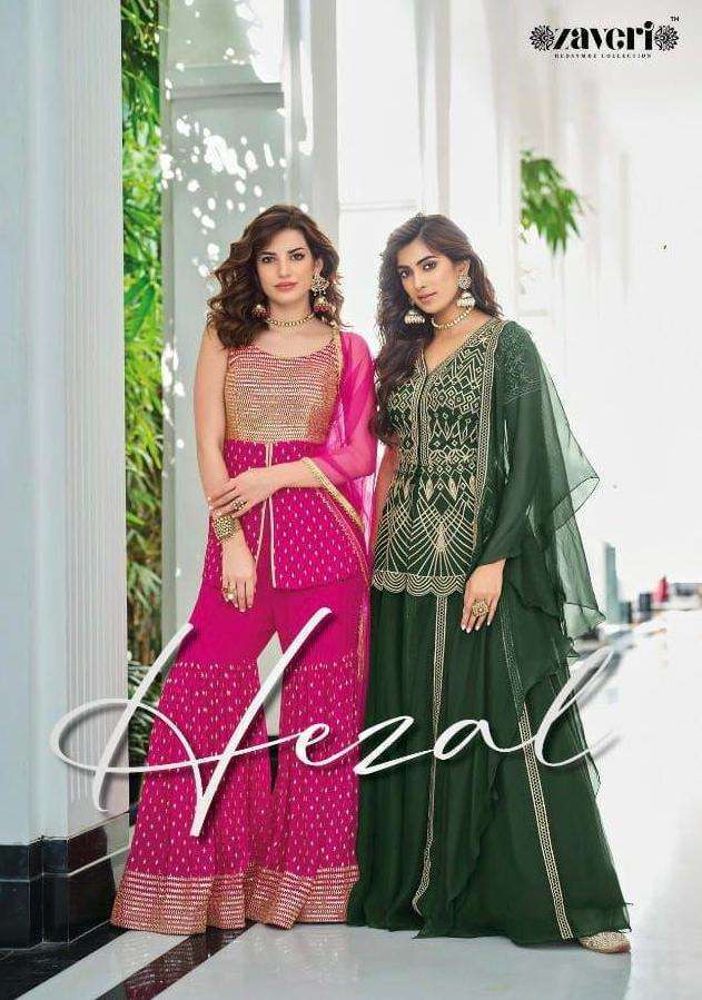 ZAVERI PRESENT HEZAL READY TO FESTIVE WEAR DESIGNER SUITS IN WHOLESALE RATE IN SURAT - SAI DRESSES