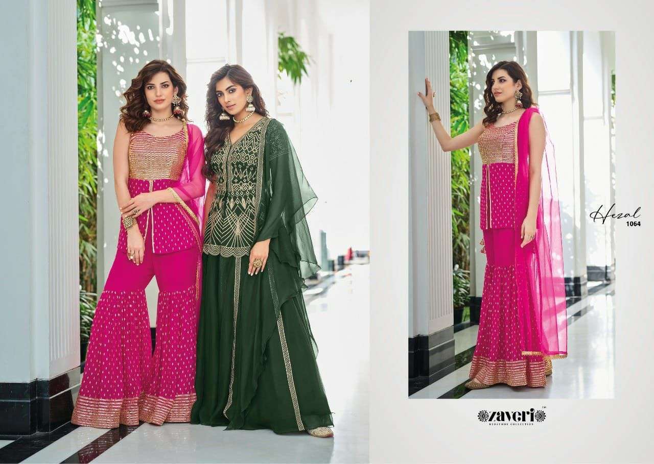 ZAVERI PRESENT HEZAL READY TO FESTIVE WEAR DESIGNER SUITS IN WHOLESALE RATE IN SURAT - SAI DRESSES