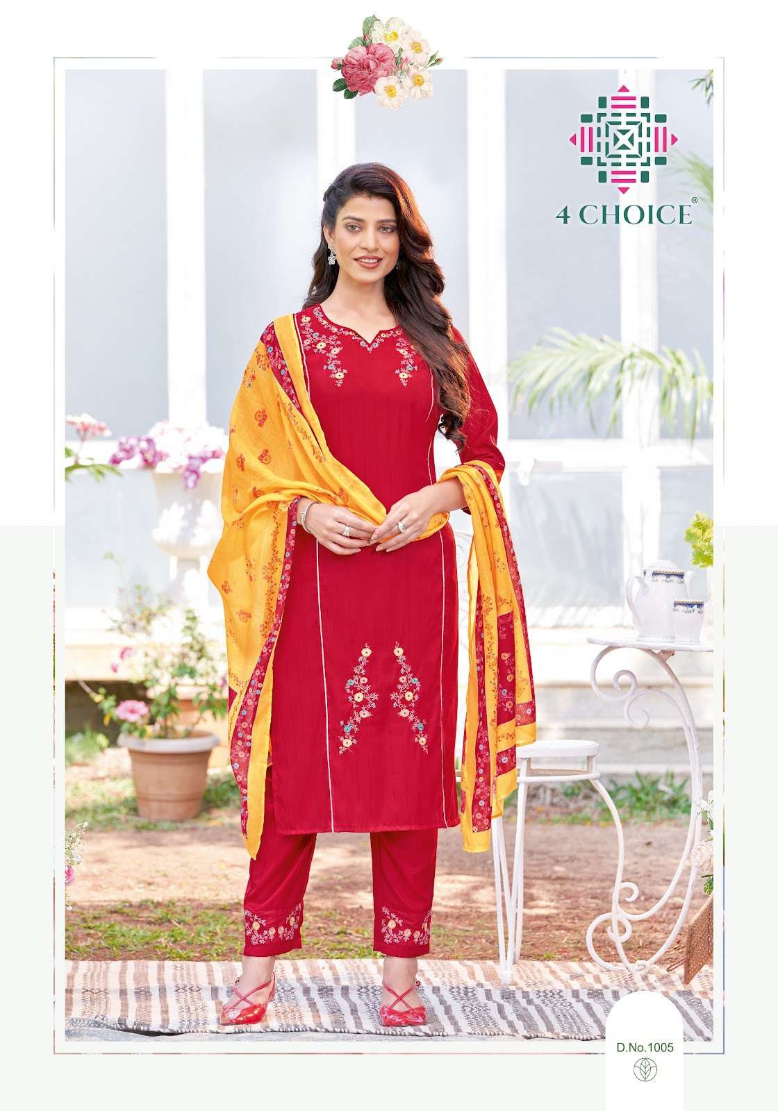 4 CHOICE PRESENT RETRO READYMADE PANT STYLE DESIGNER SALWAR SUITS IN WHOLESALE RATE IN SURAT - SAI DRESSES