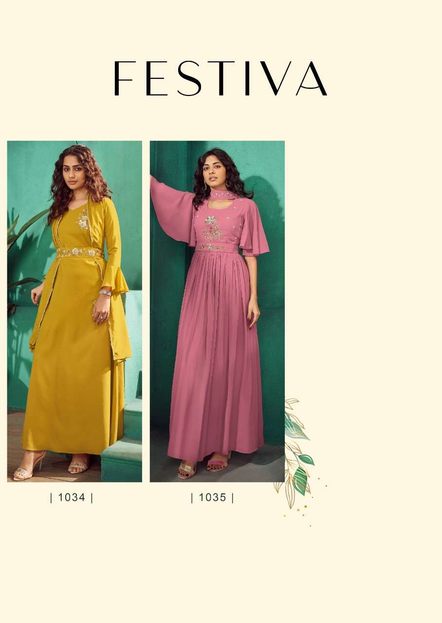 7 PEARLS PRESENT FESTIVA READY TO WEAR FANCY LONG DESIGNER KURTIS IN WHOLESALE RATE IN SURAT - SAI DRESSES