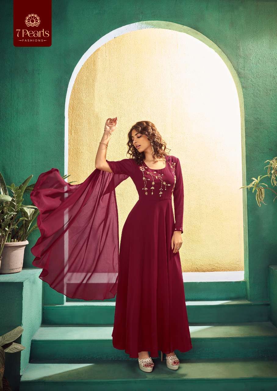 7 PEARLS PRESENT FESTIVA READY TO WEAR FANCY LONG DESIGNER KURTIS IN WHOLESALE RATE IN SURAT - SAI DRESSES