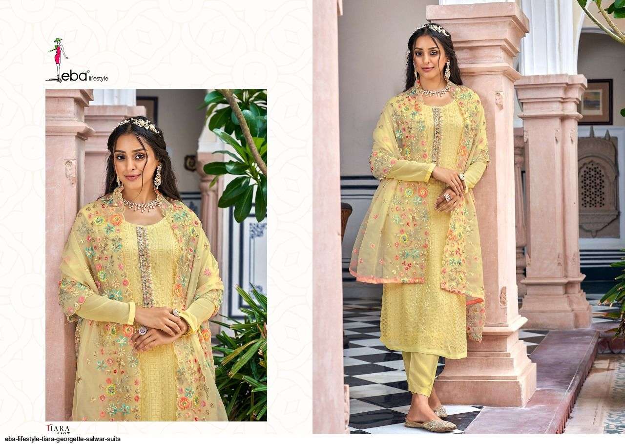 EBA LIFESTYLE PRESENT TIARA SEMI STITCHED PANT STYLE DESIGNER SUITS IN WHOLESALE RATE IN SURAT - SAI DRESSES