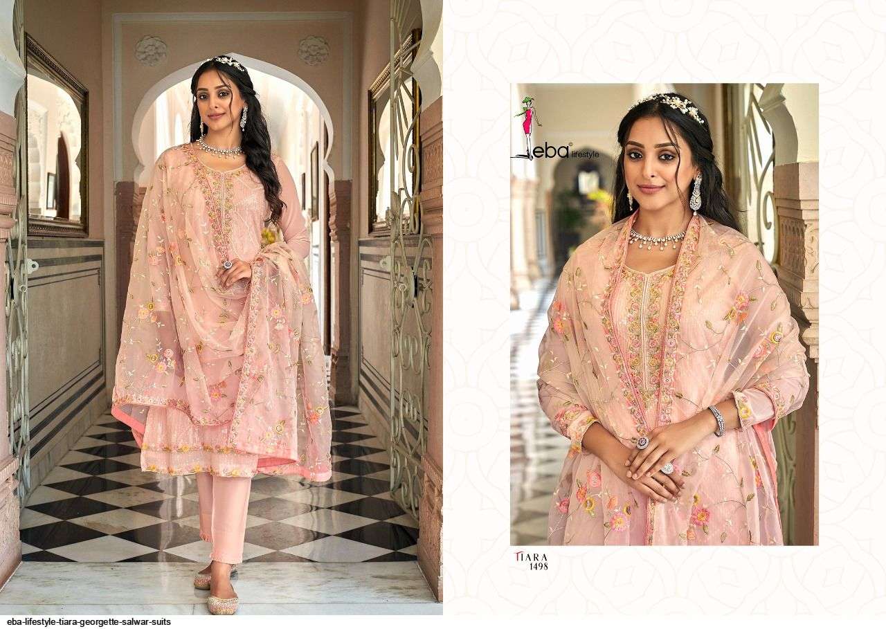 EBA LIFESTYLE PRESENT TIARA SEMI STITCHED PANT STYLE DESIGNER SUITS IN WHOLESALE RATE IN SURAT - SAI DRESSES