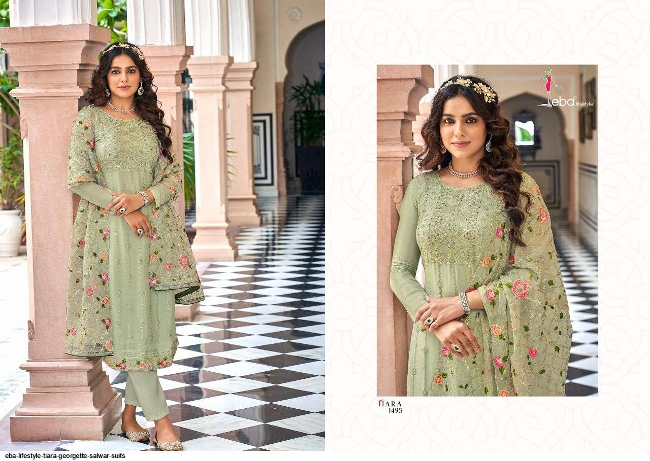 EBA LIFESTYLE PRESENT TIARA SEMI STITCHED PANT STYLE DESIGNER SUITS IN WHOLESALE RATE IN SURAT - SAI DRESSES