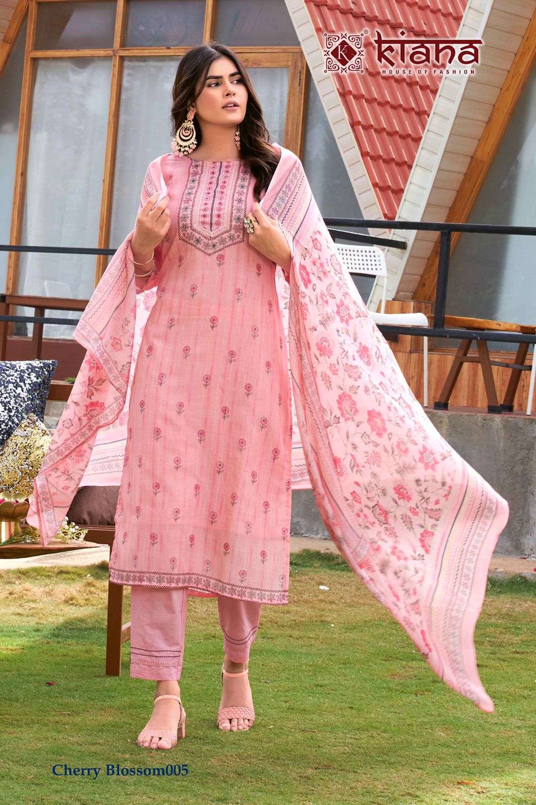 KIANA PRESENT CHERRY BLOSSOM READYMADE PANT STYLE PURE COTTON SUITS IN WHOLESALE RATE IN SURAT - SAI DRESSES