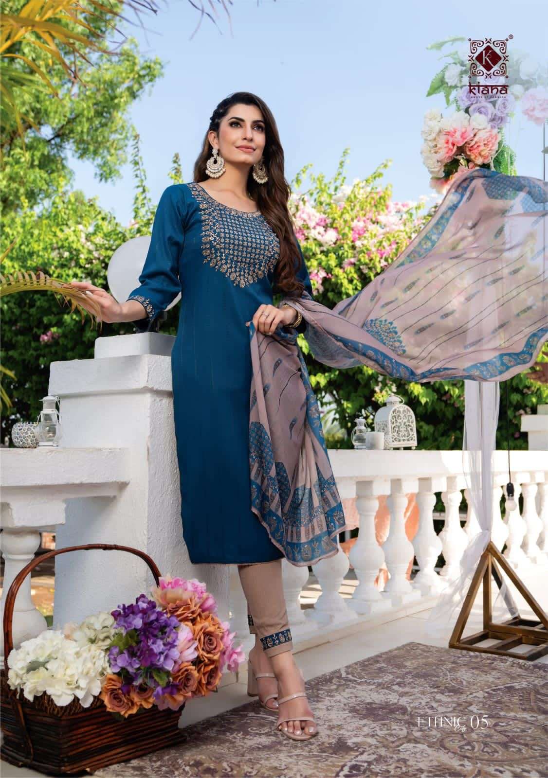 KIANA PRESENT ETHNIC CITY READYMADE PANT STYLE DESIGNER SUITS IN WHOLESALE RATE IN SURAT - SAI DRESSES