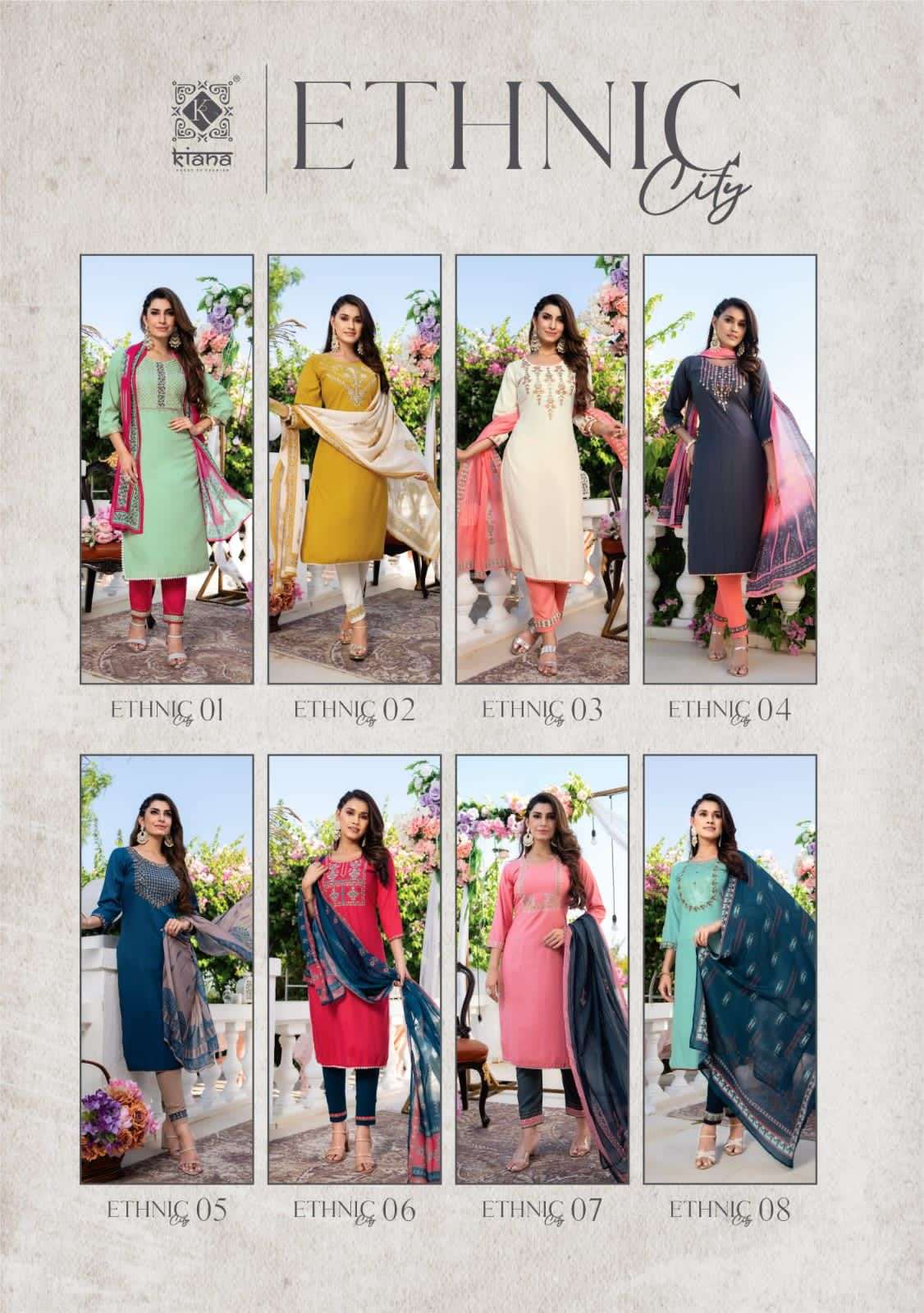 KIANA PRESENT ETHNIC CITY READYMADE PANT STYLE DESIGNER SUITS IN WHOLESALE RATE IN SURAT - SAI DRESSES