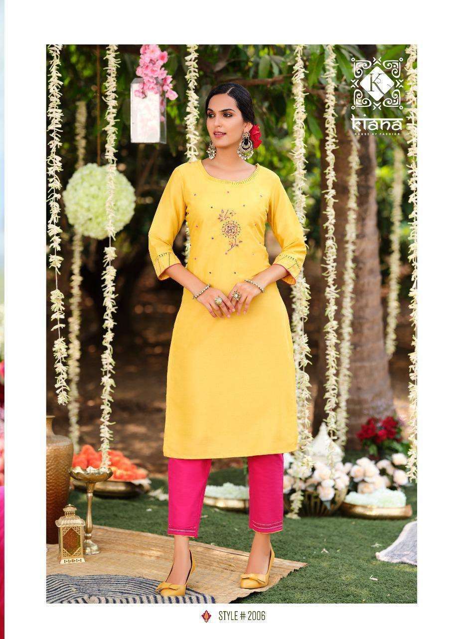 KIANA PRESENT FANTASY DESIGNER KURTI WITH PANT IN WHOLESALE RATE IN SURAT - SAI DRESSES