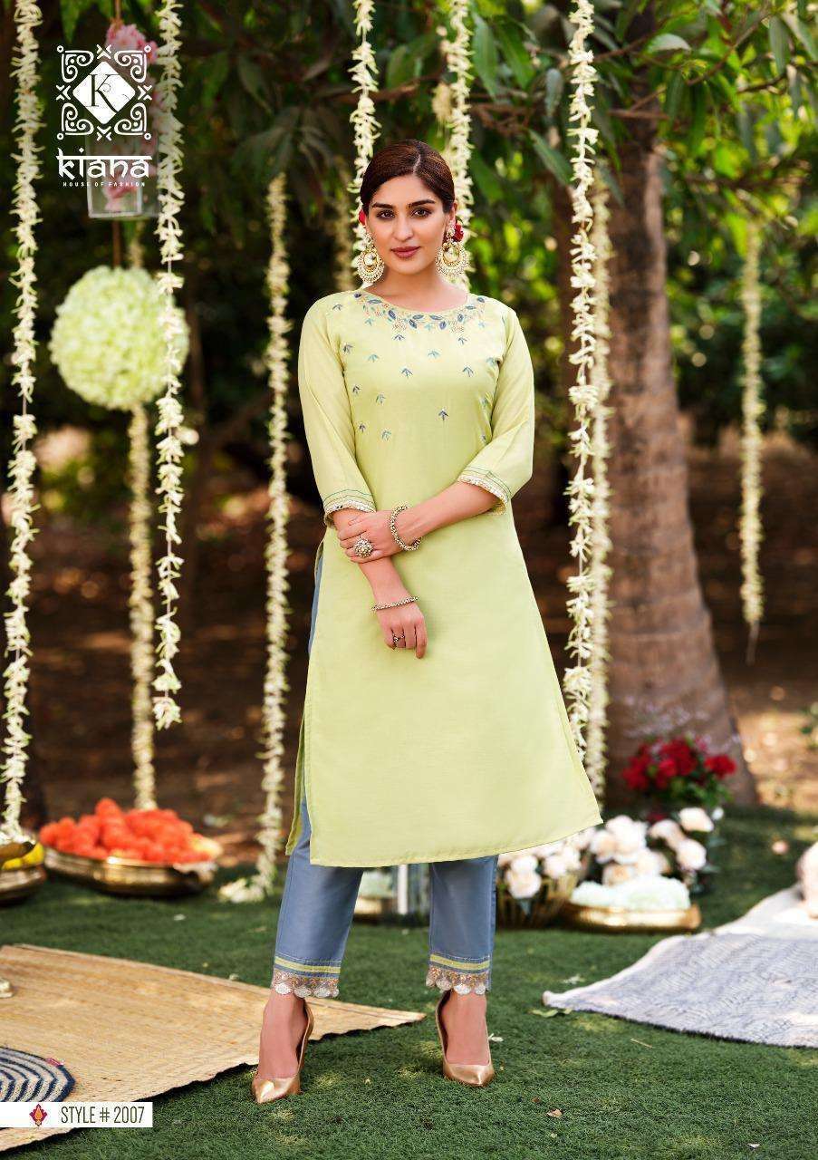 KIANA PRESENT FANTASY DESIGNER KURTI WITH PANT IN WHOLESALE RATE IN SURAT - SAI DRESSES