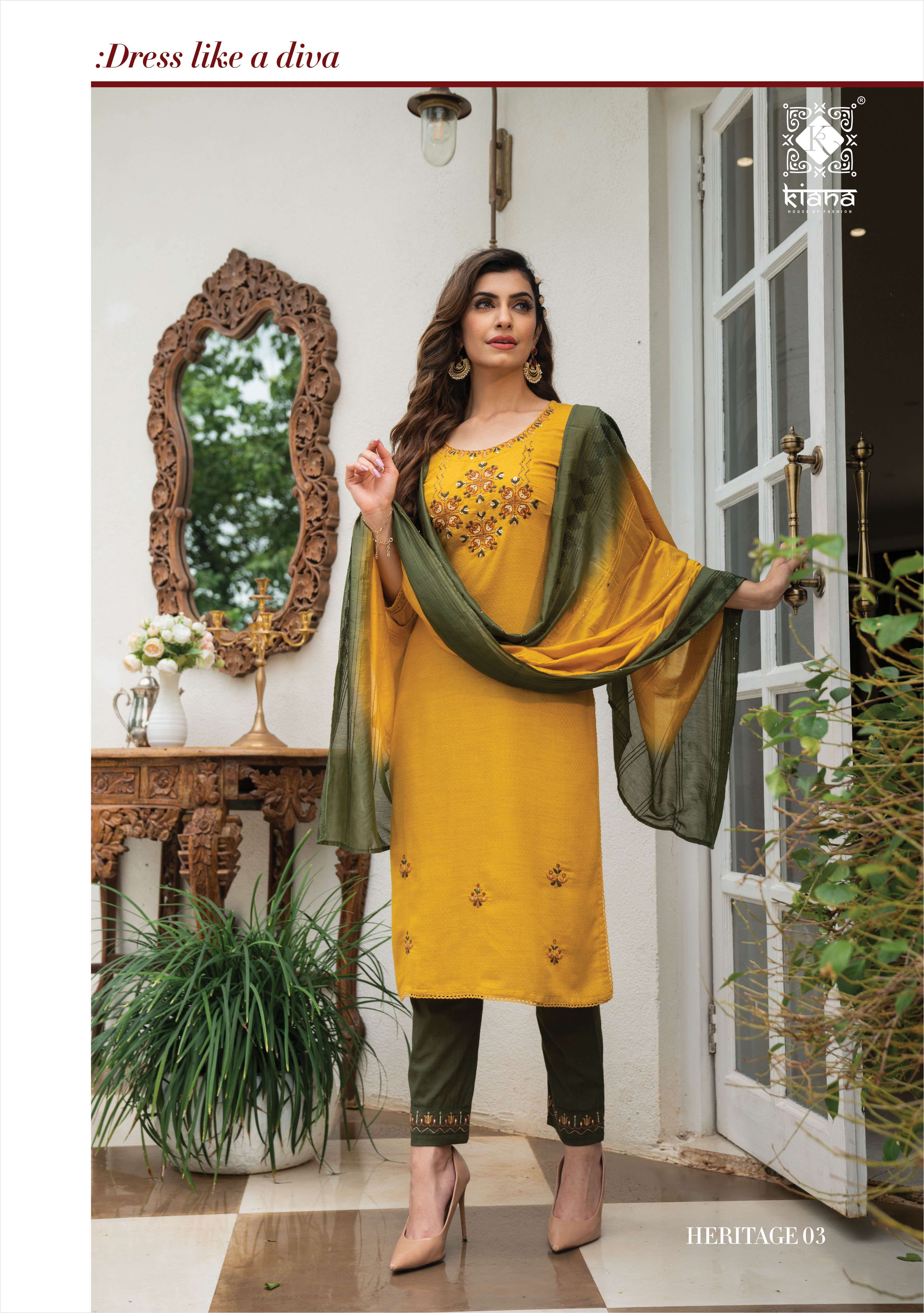 KIANA PRESENT HERITAGE READYMADE PANT STYLE DRESS IN WHOLESALE RATE IN SURAT - SAI DRESSES