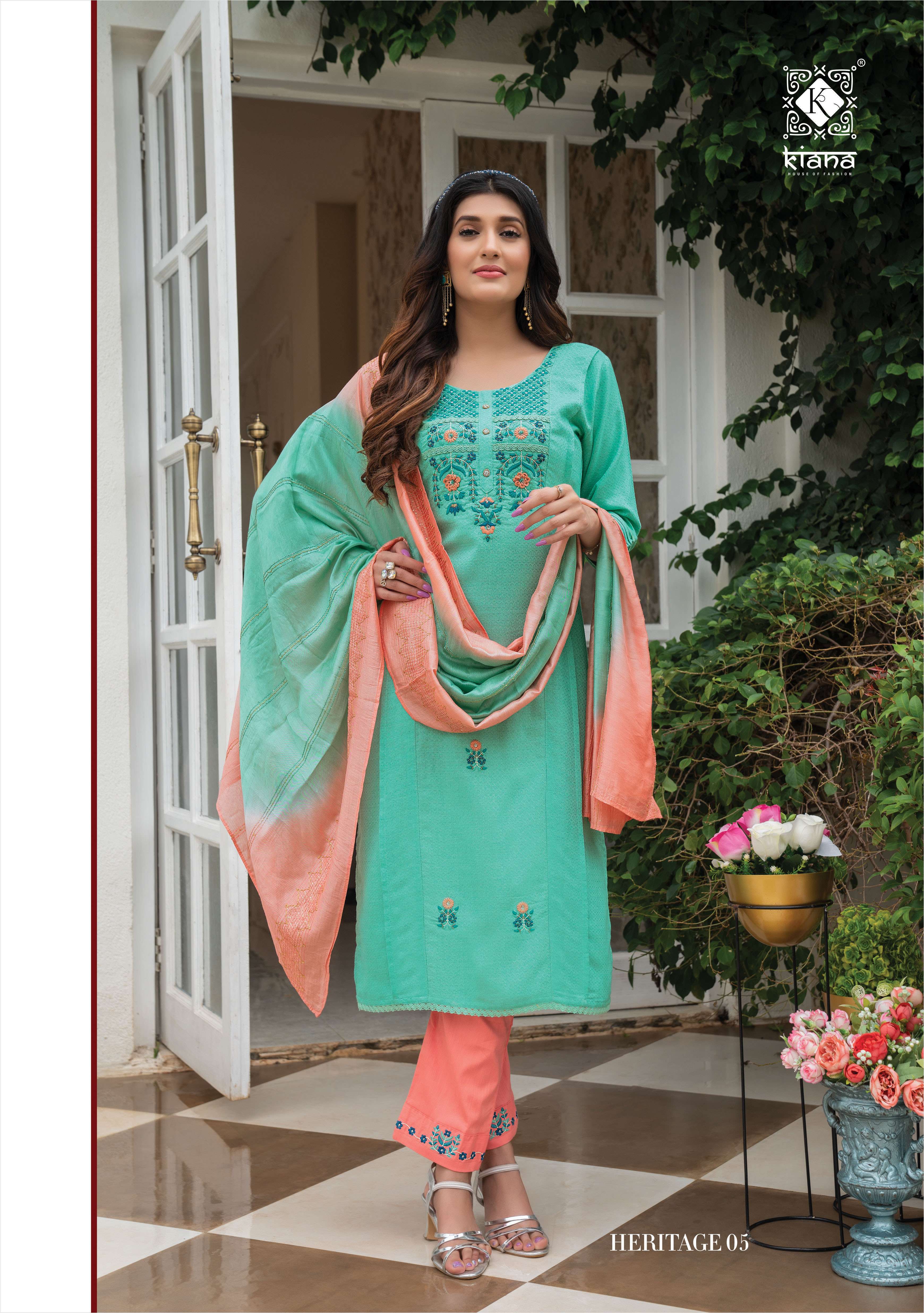 KIANA PRESENT HERITAGE READYMADE PANT STYLE DRESS IN WHOLESALE RATE IN SURAT - SAI DRESSES