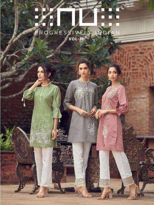 OPUS APPARELS PRESENT NU VOL 30 READY TO WEAR VISCOSE SILK HANDWORK SHORT KURTI WITH PANT IN WHOLESALE RATE IN SURAT - SAI DRESSES