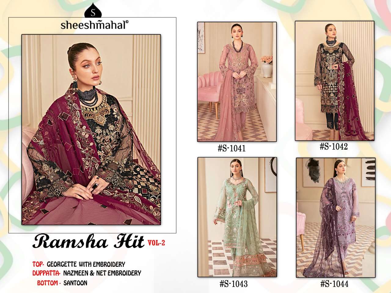 SHEESHMAHAL PRESENT RAMSHA HIT VOL 2 SEMI STITCHED PAKISTANI DESIGNER SUITS IN WHOLESALE PRICE IN SURAT - SAI DRESSES