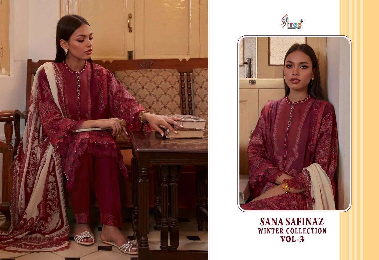 SHREE FAB PRESENT SANA SAFINAZ WINTER COLLECTION VOL 3 PASHMINA PAKISTANI SUITS IN WHOLESALE RATE IN SURAT - SAI DRESSES