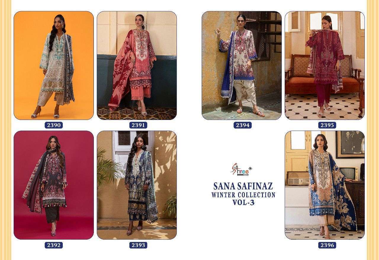 SHREE FAB PRESENT SANA SAFINAZ WINTER COLLECTION VOL 3 PASHMINA PAKISTANI SUITS IN WHOLESALE RATE IN SURAT - SAI DRESSES