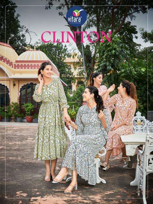 VITARA FASHION PRESENT CLINTON GEORGETTE PRINTED FANCY KURTI COLLECTION IN WHOLESALE RATE IN SURAT - SAI DRESSES