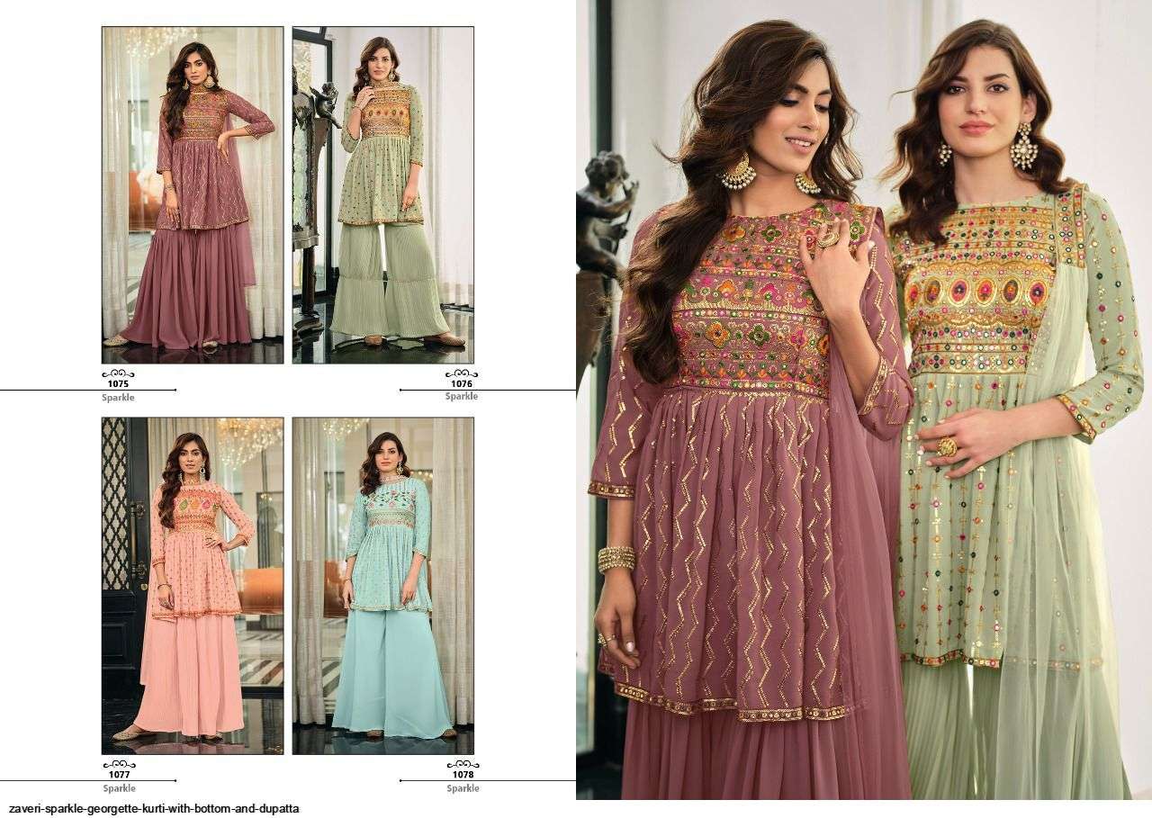 ZAVERI PRESENT SPARKLE EXCLUSIVE WEAR READYMADE COLLECTION IN WHOLESALE RATE IN SURAT - SAI DRESSES