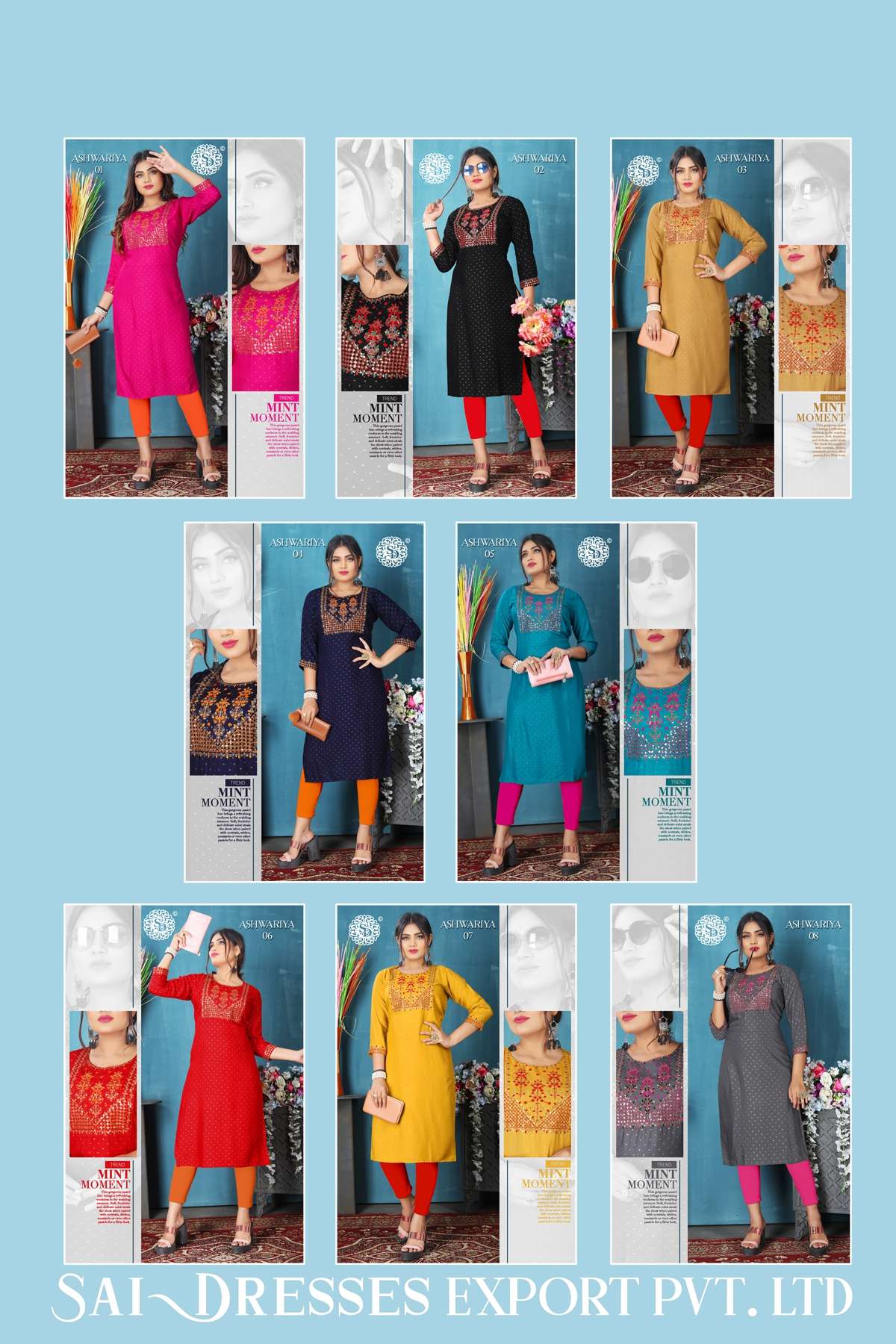 SAI DRESSES PRESENT ASHWARIYA READY TO DAILY WEAR REYON KURTIS IN WHOLESALE RATE IN SURAT