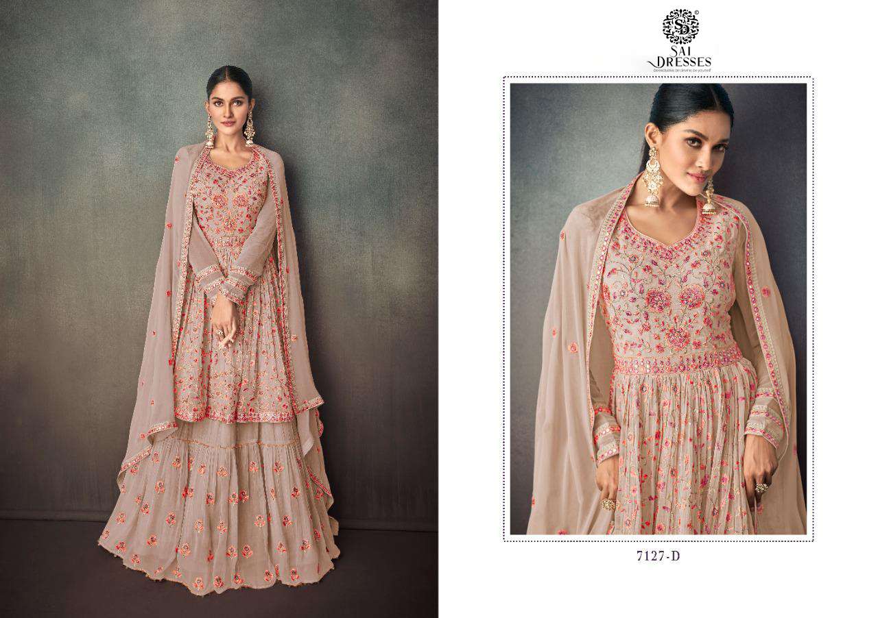 SAI DRESSES PRESENT BAHAR GOLD READYMADE PARTY WEAR DESIGNER SUITS IN WHOLESALE RATE IN SURAT 