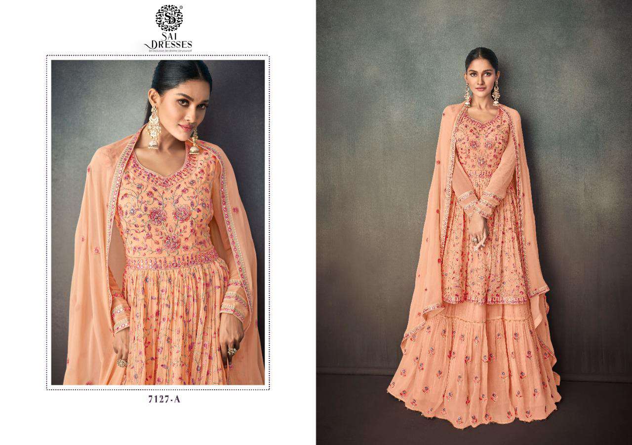 SAI DRESSES PRESENT BAHAR GOLD READYMADE PARTY WEAR DESIGNER SUITS IN WHOLESALE RATE IN SURAT 