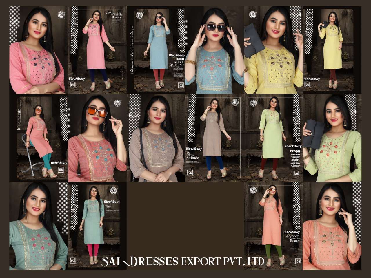 SAI DRESSES PRESENT BLACKBERRY READY TO WEAR FANCY KURTIS IN WHOLESALE RATE IN SURAT