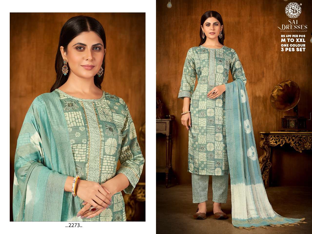 SAI DRESSES PRESENT D.NO 2273 READY TO WEAR COMBO DRESS IN WHOLESALE RATE IN SURAT