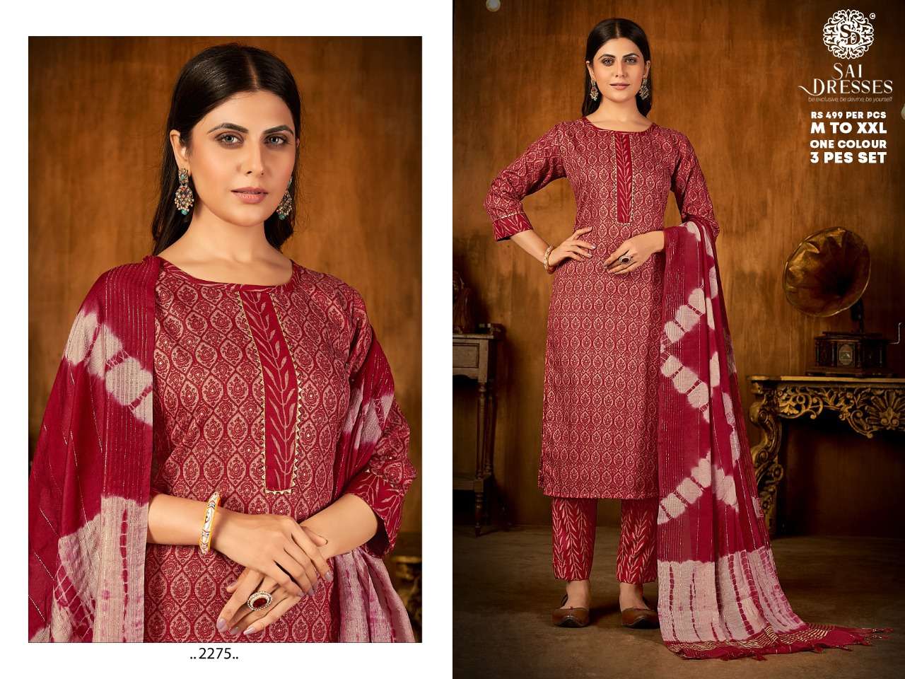 SAI DRESSES PRESENT D.NO 2275 READY TO WEAR COMBO DRESS IN WHOLESALE RATE IN SURAT