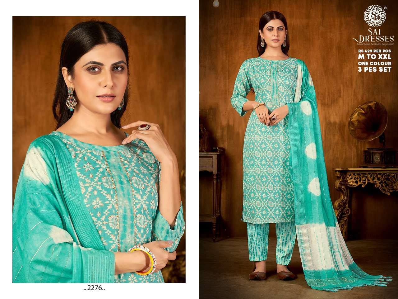 SAI DRESSES PRESENT D.NO 2276 READY TO WEAR COMBO DRESS IN WHOLESALE RATE IN SURAT