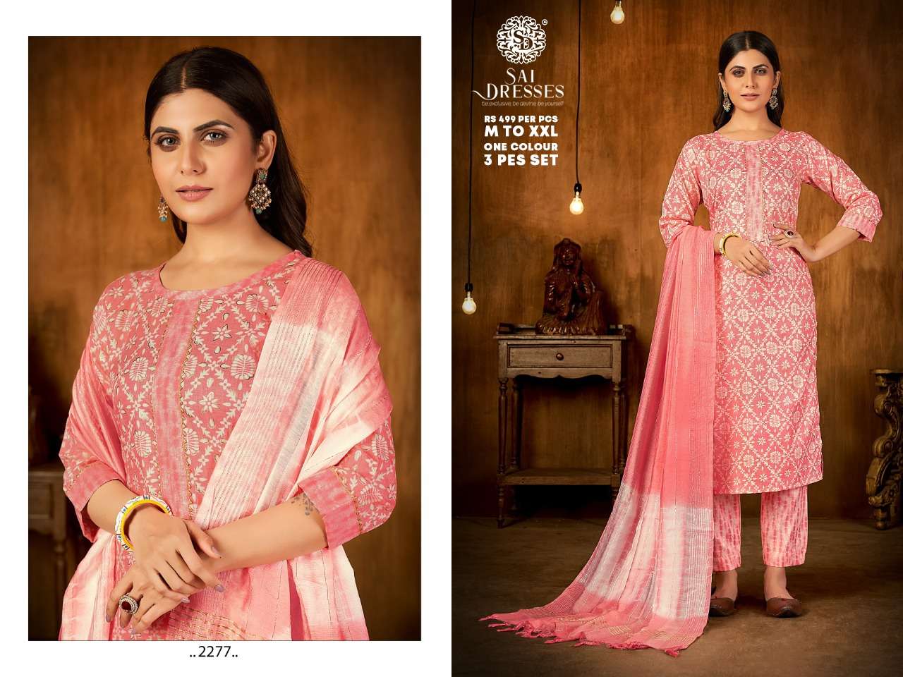 SAI DRESSES PRESENT D.NO 2277 READY TO WEAR COMBO DRESS IN WHOLESALE RATE IN SURAT