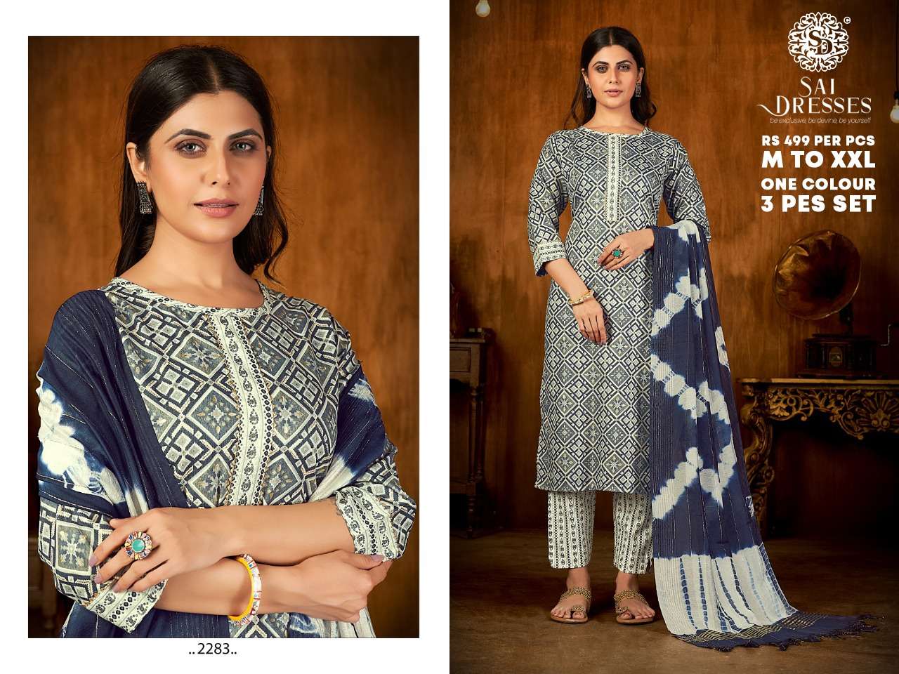 SAI DRESSES PRESENT D.NO 2283 READY TO WEAR COMBO DRESS IN WHOLESALE RATE IN SURAT