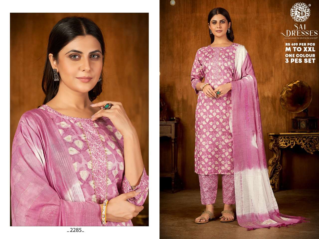 SAI DRESSES PRESENT D.NO 2285 READY TO WEAR COMBO DRESS IN WHOLESALE RATE IN SURAT