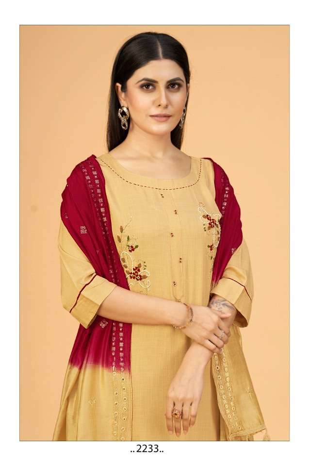 SAI DRESSES PRESENT D.NO 2233 READY TO WEAR COMBO DRESS IN WHOLESALE RATE IN SURAT 