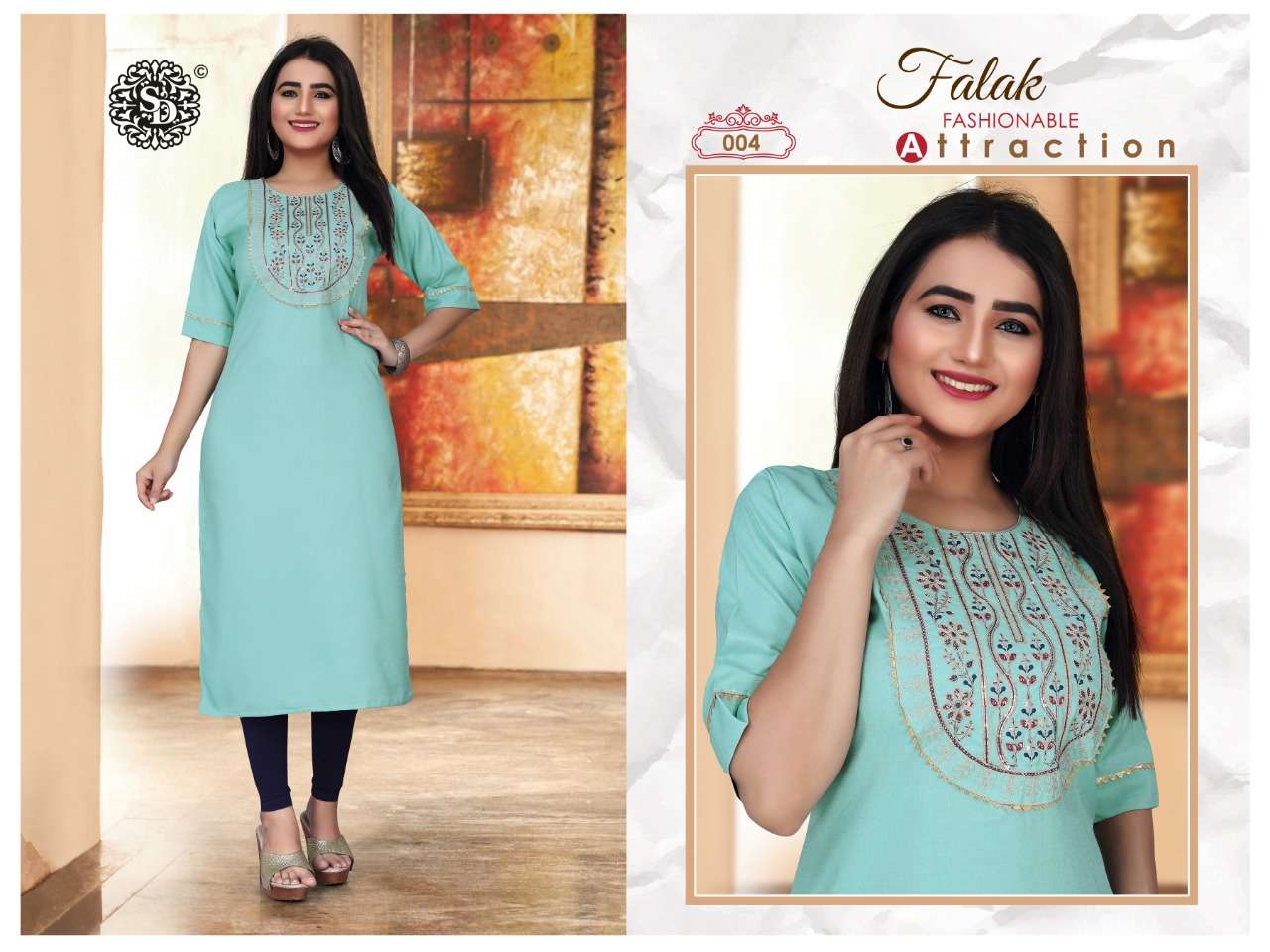 SAI DRESSES PRESENT FALAK READY TO DAILY WEAR KURTIS IN WHOLESALE RATE IN SURAT