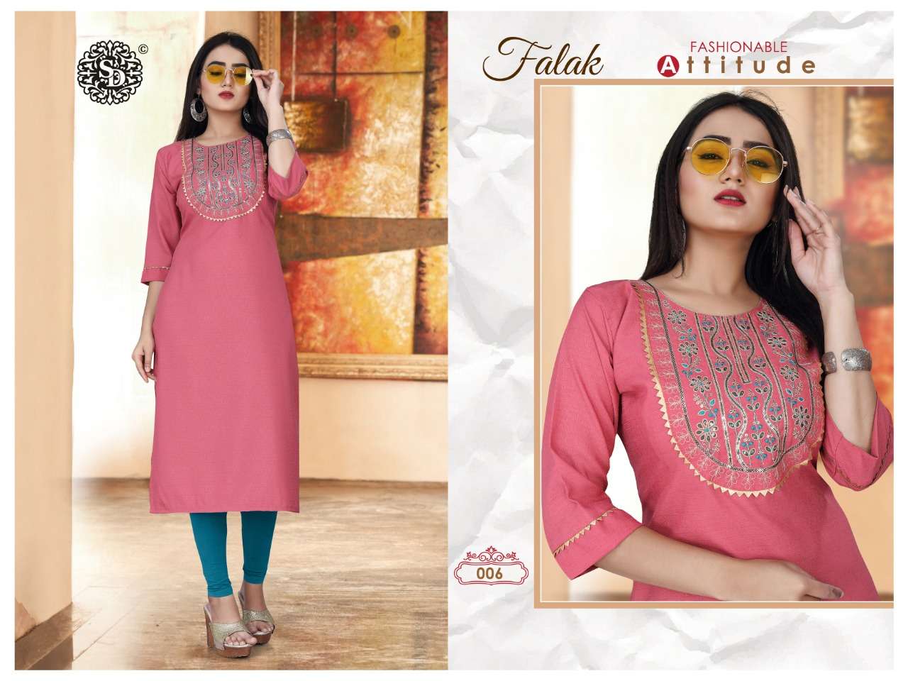 SAI DRESSES PRESENT FALAK READY TO DAILY WEAR KURTIS IN WHOLESALE RATE IN SURAT