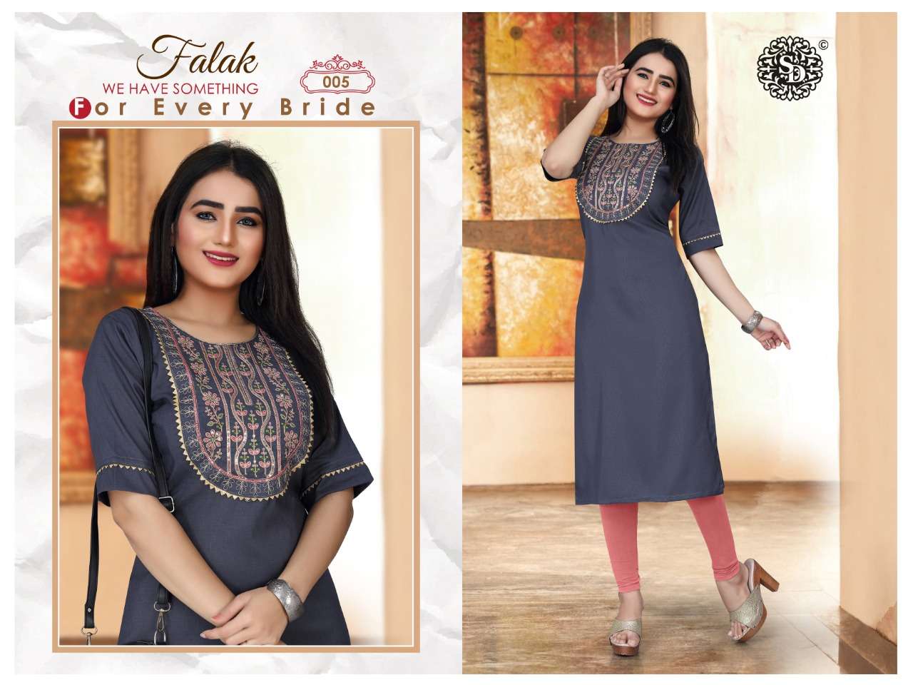 SAI DRESSES PRESENT FALAK READY TO DAILY WEAR KURTIS IN WHOLESALE RATE IN SURAT