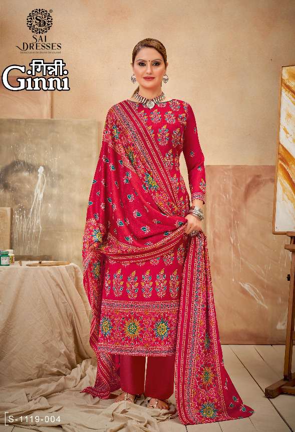 SAI DRESSES PRESENT GINNI PURE WOOL PASHMINA PRINTED DESIGNER SUITS IN WHOLESALE RATE IN SURAT 