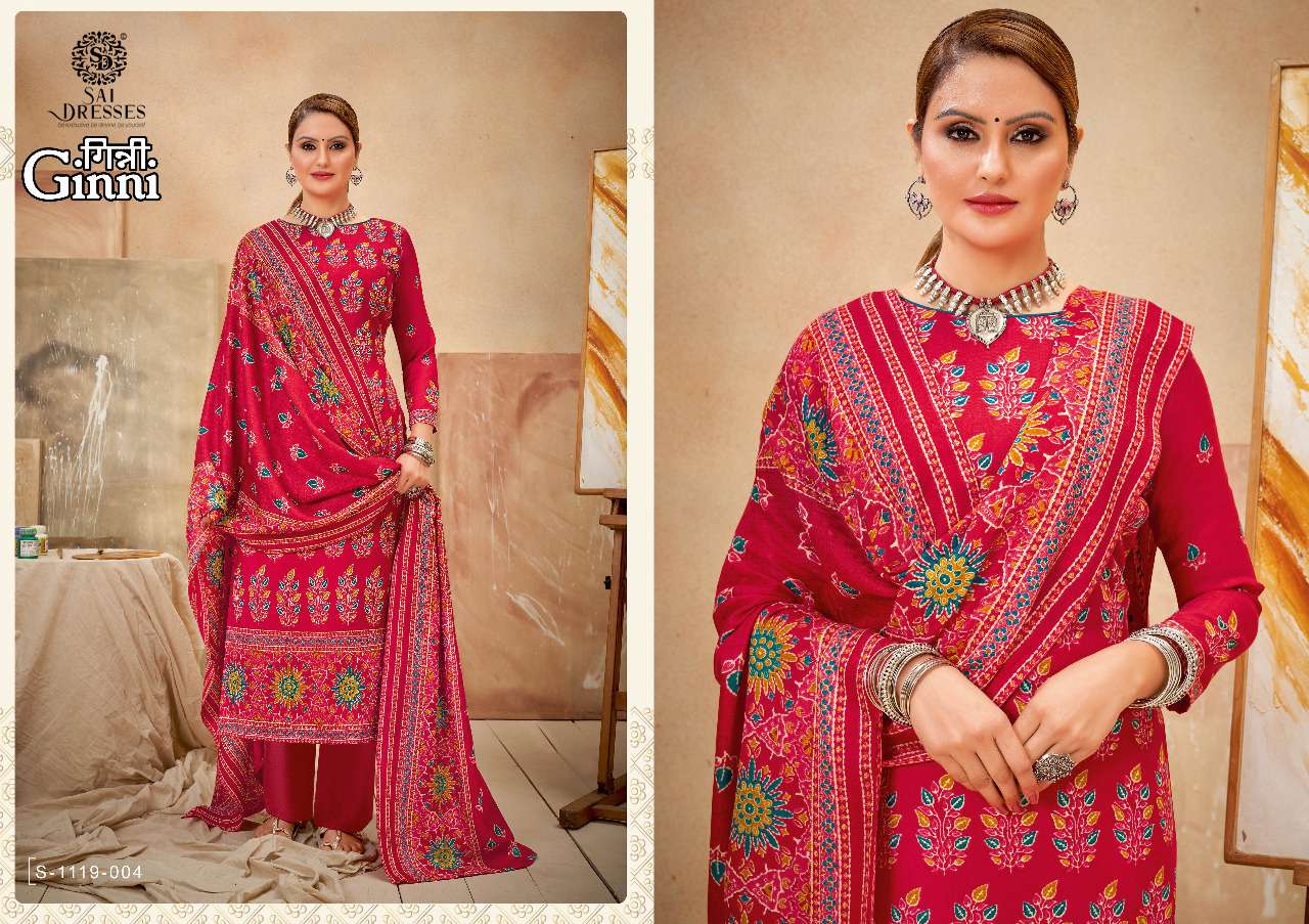 SAI DRESSES PRESENT GINNI PURE WOOL PASHMINA PRINTED DESIGNER SUITS IN WHOLESALE RATE IN SURAT 