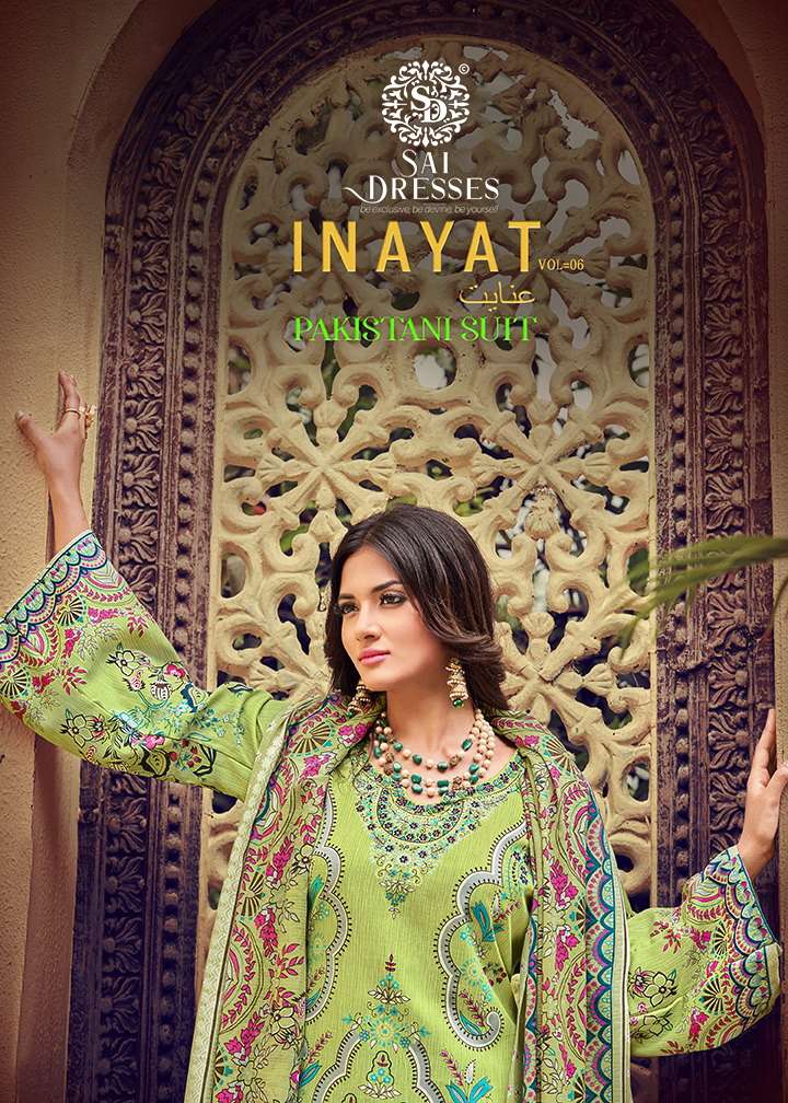 SAI DRESSES PRESENT INAYAT VOL 6 KARACHI COTTON DIGITAL PRINTED PAKISTANI SALWAR SUITS IN WHOLESALE RATE IN SURAT 