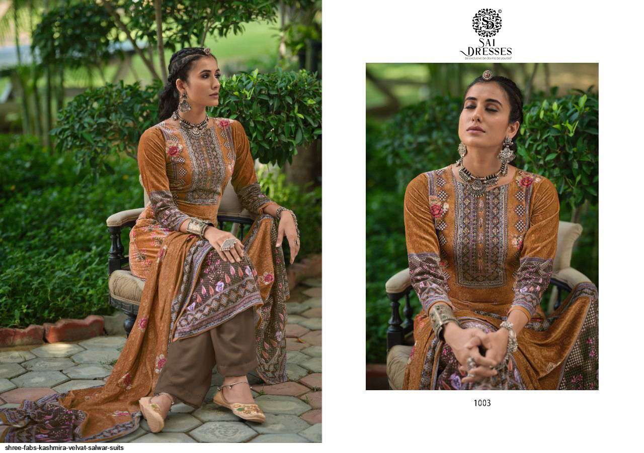 SAI DRESSES PRESENT KASHMIRA WINTER SPECIAL VELVET SALWAR SUITS IN WHOLESALE RATE IN SURAT