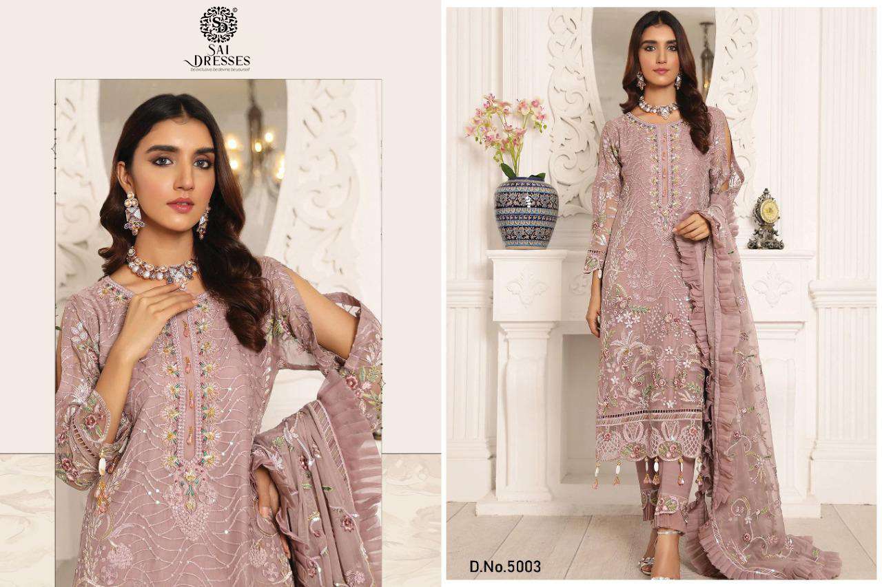 SAI DRESSES PRESENT MAHNUR VOL 5 SEMI STITCHED PAKISTANI DESIGNER SUITS IN WHOLESALE RATE IN SURAT 