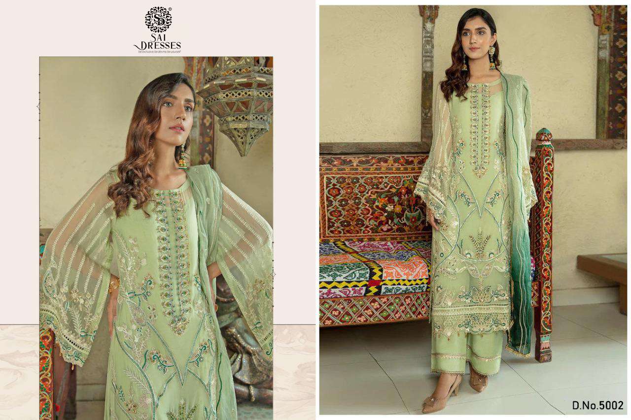SAI DRESSES PRESENT MAHNUR VOL 5 SEMI STITCHED PAKISTANI DESIGNER SUITS IN WHOLESALE RATE IN SURAT 