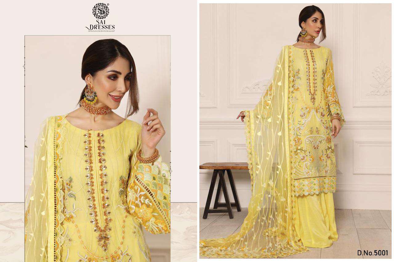 SAI DRESSES PRESENT MAHNUR VOL 5 SEMI STITCHED PAKISTANI DESIGNER SUITS IN WHOLESALE RATE IN SURAT 