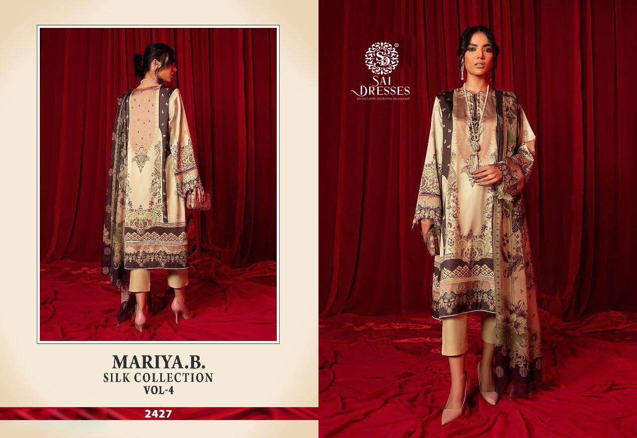 SAI DRESSES PRESENT MARIA B SILK COLLECTION VOL 4 PAKISTANI SALWAR SUIT IN WHOLESALE RATE IN SURAT 